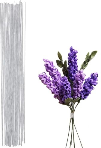 POPOYU 50 Stück Floristendraht 40 cm,1mm Blumendraht Weiß,Blumendraht zum Basteln,Blumen Draht,DünnesBlumendraht Floristikdraht Papierummantelt für Künstliche Blumen Hochzeit Bouquet Dekor