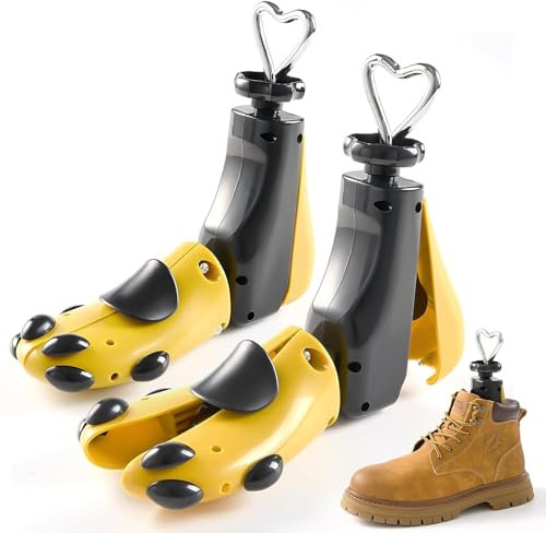 QMD Embauchoir de chaussures pour homme et femme avec chausse-chaussures, extenseur 4 voies pour longueur et largeur réglables, 42-47, Jaune 2 pièces (42-47), 42-47