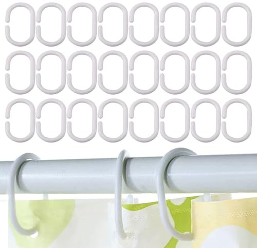 TVSVKWE 24 Pieces Of C-Shaped Hanging Rings, Curtain Installation Supplies, Plastic Curtain Hooks, Shower Curtain Hanging Rings, And Home Accessories.