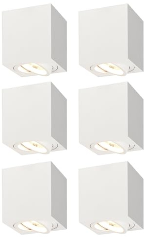 Ledvion - 6X LED Foco de Techo, Cuadrado, Regulable, 3W, 2700K, Blanco, Lámpara de Techo