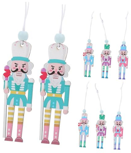 GLEAVI 8pezzi Schiaccianoci in Legno Ornamentali Da Appendere Decorazioni Natalizie Per Albero Colori Vivaci Accessori Classici Per Feste