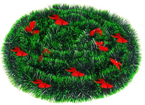 SULOLI Ghirlanda Natalizia,10 Metri Ghirlanda Artificiale con Fiocchi,Ghirlande di Orpelli per Decorazioni Interno e Esterno Albero di Natale (Verde Scuro Con Verde)