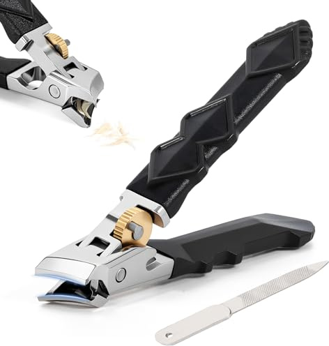 Solymody Nail Expert con paraspruzzi, tagliaunghie per unghie dei piedi e delle mani, tagliaunghie grande con ampia apertura della ganascia per unghie dei piedi per anziani e adulti (B)