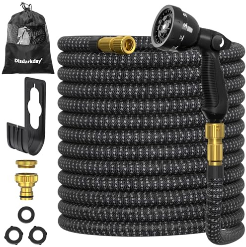 Manguera Extensible 15 metros, Disdarkday Manguera de Jardin con Pistola Riego de 10 Funciones, Manguera Jardin Enrollable para Riego de Jardin con Conectores de Metal de 1/2 y 3/4 Garden Hose