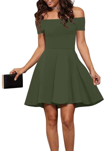 LEEDYA Womens Off Shoulder Dresses Summer Short Sleeve Cocktail Dress