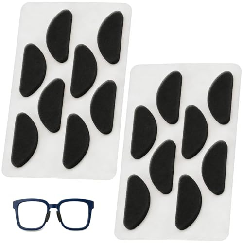LIIMZII 8 Pairs Soft Foam Self-Adhesive Nose Pads, Eyeglass Nose Pads, Anti-Slip Sponge Spectacle Stick on Glasses, Soft Foam D Shape Anti Slip Grips, Anti Slip for Sunglasses, Eyeglasses (Black)