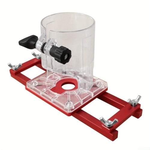 2 in 1 Invisible Fastener Slotting Jig, Woodworking Router Base Mortising Tool with Centering Guide for 65mm ID Trimmer, Adjustable 0-4cm Aluminum Alloy Bracket for Wood(without base)