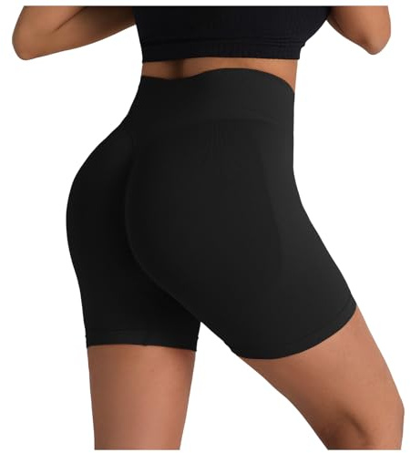 Genérico Pantalones Cortos de Yoga sin para Mujer de Motociclista con Banda Cintura Alta Elastica Moldeadora no se enrolla Adelgaza Muslos Ideales para Gym Correr Fitness Running Jogging y e