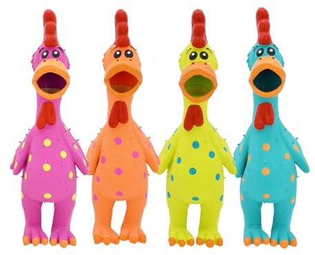 Multipet Polka Dot Globken Chicken Latex Dog Toy - Squeaky Toy for All Dogs - Easy-to-Clean Squeaky Toys - Latex Dog Toys for Playing (1 Count, 11.5”, Random Color Surprise)