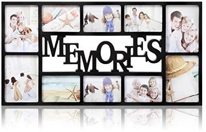 ARPAN Memories Multi Aperture Photo Picture Frame Holds 10 Photos - Black
