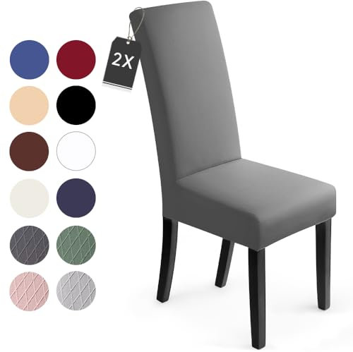 Stuhlhussen 2 Stück, Stretch-Stuhlbezug elastische moderne Husse Elasthan Stretchhusse Stuhlbezug Stuhlüberzug . bi-elastic Spannbezug, sehr pflegeleicht und langlebig Universal (2 Stück, Taupe)-J