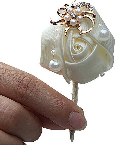 Fouriding Bräutigam Anstecknadel Boutonniere Braut Blumen Corsage Brosche Hochzeitsanstecker der Männer für Herren Hochzeit Anzug Bankett Partei Packung mit