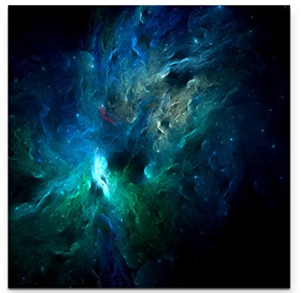 Paul Sinus Art abstraktes Bild – Universum in BlautönenLeinwandbild quadratisch 90x90cm