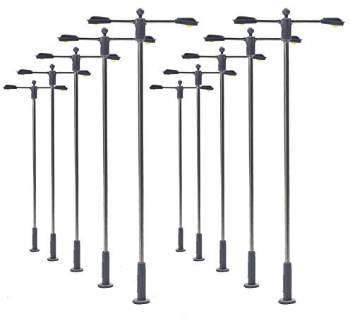 Evemodel LQS11 10 STK. Doppelt Peitschenlampen LED 80mm Spur TT/N Straßenlampen Flexible Höhe