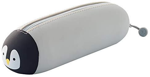 LIHIT LAB PuniLabo Zipper Pen Case/Pouch, Horizontal, 2.5 x 7.9, Penguin (A7781-10)