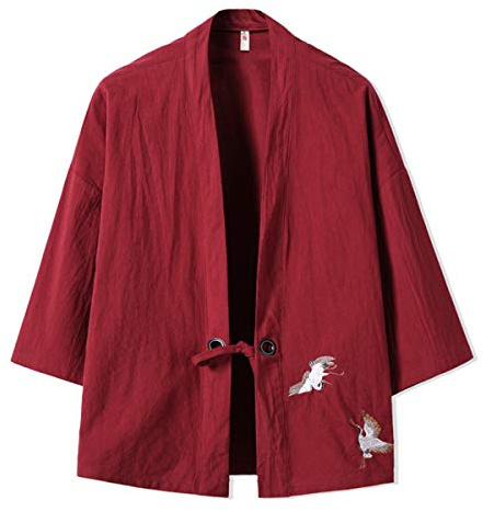 Seidarise Hommes Kimono Traditionnel Japonais Cardigan Noragi Veste Yukata Manteau Haori - - Taille L