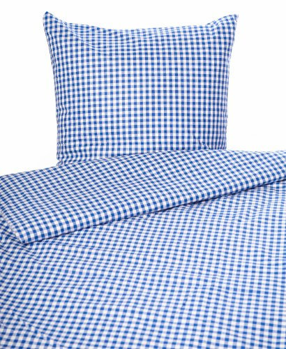 texpot Bettwäsche Garnitur 135 x 200 cm + 80 x 80 cm Landhaus 5 mm Karo blau kariert Bauern Kissenbezug Bettbezug