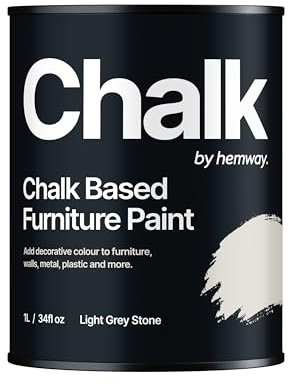 Hemway Chalk Based Furniture Paint, Light Grey Stone 1L, Matt Finish Shabby Chic, Chalk Paint Furniture & Walls, Quick Dry & 1 Coat