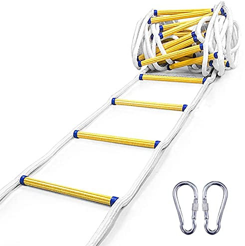 Échelle De Secours Échelle De Corde Échelle De Secours d'urgence 3M-50M, Échelles De Sécurité Lourdes avec Mousquetons, Parfaites pour Les Fenêtres Et Les Balcons