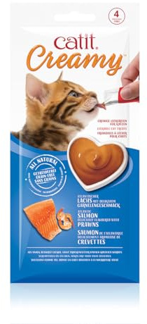 Catit Creamy Delizia per gatti, confezione da 4, salmone/gamberetti