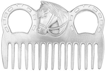 Pferdekamm aus Metall, Mähnenkamm Für Pferde, Silberfarben, 10,2 Cm, Tragbarer Pferdemähne- Und Schweifkamm, Pferdepflegekamm, Viehkamm Zum Reinigen von Haaren, Entfernen von Losen Unterfellknoten