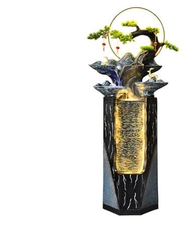 Fontaine de Jardin Paysage de Fontaine d'eau Chinoise, décoration de Sol à Circulation d'eau de Cour de Salon de Maison, aménagement paysager d'eau de Bureau Fontaines Extérieures (Size : L)