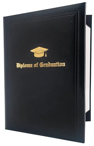 GraduatePro Certificate Holder A4 Diploma Cover Graduation Cap Document Padded University Paper Smooth Black