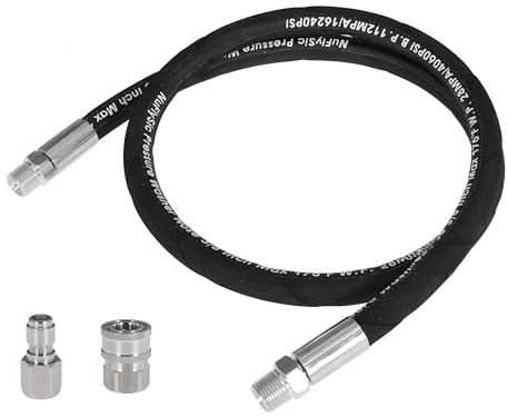 NuFlySic Pressure Washer Whip Hose Power Washer Jumper Hose for Pressure Washing with Steel Connector 3/8 Inch NPT Quick Connect Plug Hose Reel Connector Hose, 4000 PSI, 5FT, 1PCS