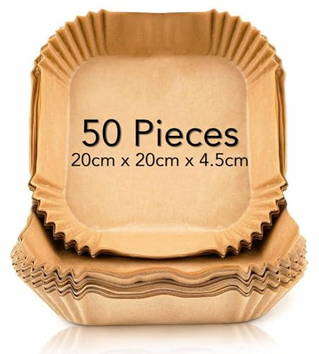 Air Fryer Liners Disposable | Airfryer Parchment Paper Liners | Air Fryer Accessories Square 50 Pcs (20 * 20 * 4.5cm)