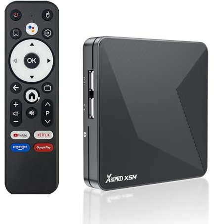 Android TV Box,X5M Android 14.0 2Go RAM 16Go ROM S905X5M 2.0GHz 64-bit Quad-Core Cortex-A55 Mali-G310 GPU Support 2.4/5.0GHz WIFI6 BT5.0 8K HDR10+ 1000M Ethernet HDMI 2.1 H.265 Smart TV Box