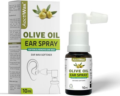 AactiWax Olive Oil Ear Spray – Ear Wax Removal Spray for Blocked Ears | Ear Wax Softener Spray | Clogged Ear Relief- 10 ml