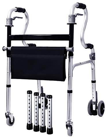 Déambulateur pliable léger avec siège, hauteur réglable pour personnes âgées, idéal pour l'intérieur et l'extérieur sur tous les terrains