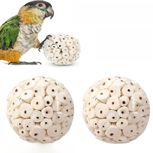 ASQzhuLIWing 2 pcs Natural Sola Balls Bird Toys Conure Toys Hanging Soft Sola Ball Beak Chew Shred Forage Toys for Small Pets Budgie Cockatiel Lovebird Parrotlet Parakeets Hamsters Rabbits