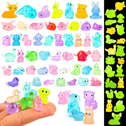 XISHAN 150PCS Luminous Mini Resin Animals 30+ Styles Tiny Resin Animals Mini Ducks Little Small Animal Figures for Micro Landscape Fairy Garden Dollhouse Plant Decorations