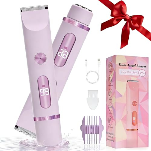Wendict Afeitadora Mujer, Afeitadora sin Cable para uso en Seco y en Mojado, con Estación Recargable USB, luz LED, IPX6 Recortadora Mujer zona Intima, para Bikini Axilas Brazos Cara Nariz (Púrpura)