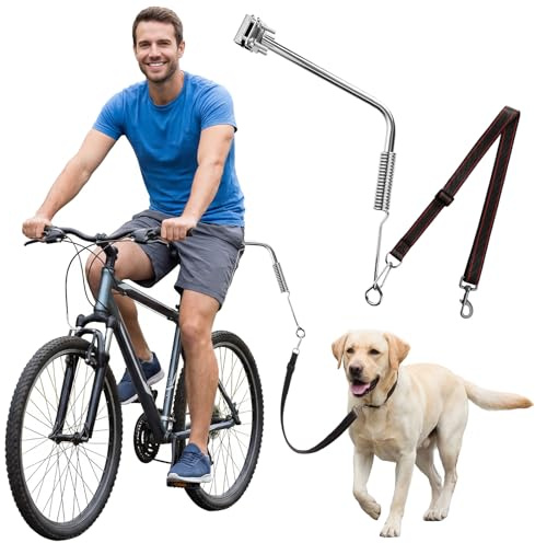 Aliceset Dog Bike Leash with Shock Absorbing Buffer, Hands Free Heavy Duty Dog Bike Attachment, Adjustable Running Leash for Pet Walking Cycling Safe Outdoor Exercise