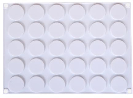 ELAYARD Molde de Silicona Blanco para Sello de Cera 30 Cavidades, Diseño Redondo y Paredes Internas Lisas, Fácil de Desmoldar para Manualidades y Repostería en Casa