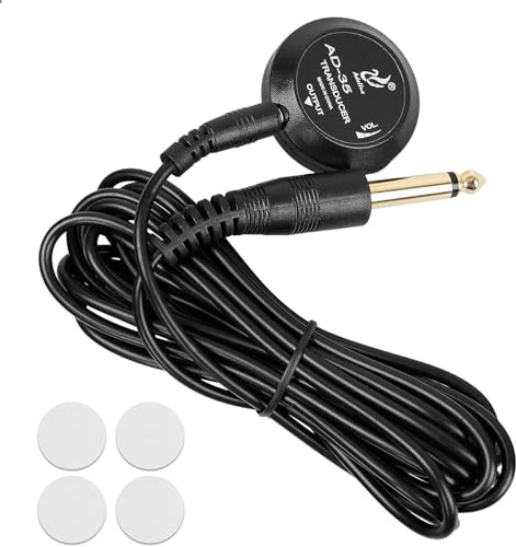 Acoustic Guitar Pickup with Volume Control, Piezo Contact Microphone Transducer for Violin Ukulele Mandolin Banjo, Self-Adhesive Pickups with 3m Cable for Amp & Sound Box