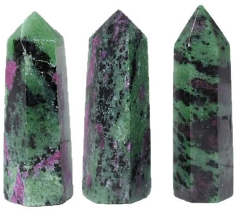 AGSHYWFT Naturlig rubin Zoisite Crystal Wand Hexagonal Point 3st