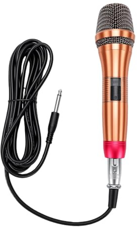Bewinner Trådbunden Dynamisk Mikrofon för Karaoke Live Studio Performance | Armaturhus i aluminiumlegering, kardioid sångupptagning, karaokeevenemang, konferensrum, 6,5 mm och 3,5 mm plugg