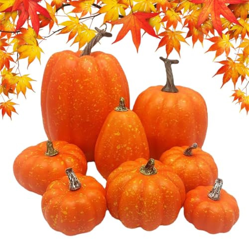 Konstgjorda höstpumpor, set om 8, gör-det-själv, konstgjorda lanthuspumpor | Pumpor för höstbordsdekoration, höstdekoration, halloweendekoration, thanksgiving dekoration,
