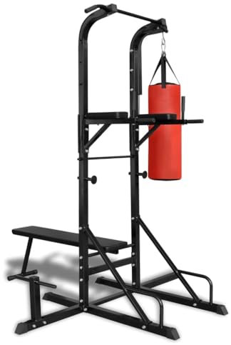vidaXL Power Tower med sit-up-bänk och boxning väska