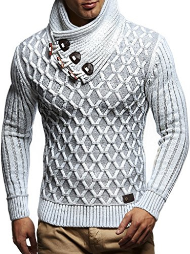 Leif Nelson Maglione Uomo Felpa a Maglia Collo a Scialle LN-5385