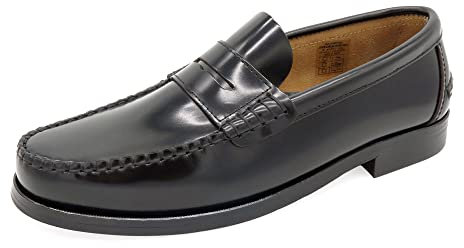 MARTTELY Herren Business Schuhe Leder Slipper Rahmengenäht Ledersohle Penny Loafer Anzugschuhe Slip-On Halbschuhe klassisch elegant Schwarz Größe 42 EU