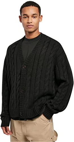 Urban Classics Boxy Cardigan Sweater, Nero, XXXXL Uomo