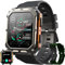 Smartwatch Herren mit Telefonfunktion, 1,81 Touchscreen 5ATM Wasserdicht Sportuhr mit Blutdruckmessung, Herzfrequenz, Schrittzähler, 123 Sportmodi Militärische Fitnessuhr für iOS Android (Orange)