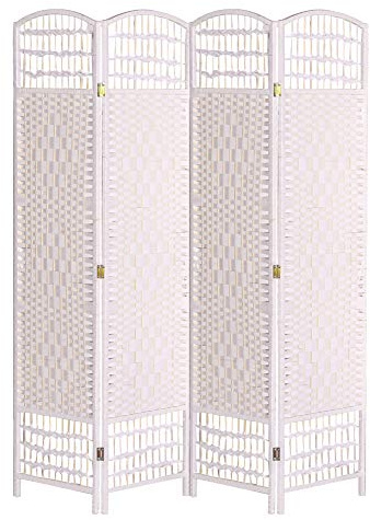 INMOZATA 4 Panel Room Dividers Free Standing Hand Made Wicker Folding Screens and Room Dividers Room Divider Screen for Office Bedroom Living Room