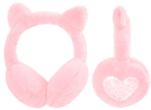 SEDEX Cache Oreille Enfants Licorne Cache-Oreilles Fourrure Fille Mignon Cat Ears Peluche Protege Oreille pour Femme Chaud Earmuffs d'Hiver Mignonne Hiver Plein Air Sport Cadeaux Velo Ski Rose Chat