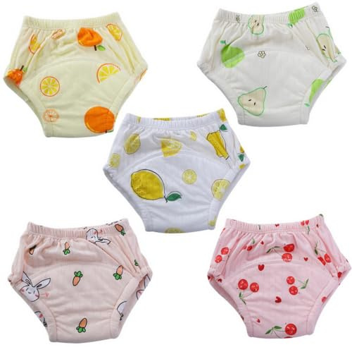 AOOPOO 5 Confezioni di Pantaloni riutilizzabili per l'addestramento al vasino, Biancheria Intima Riutilizzabile per Bambini, Assorbente, a Prova di perdite, Morbidissima e Confortevole