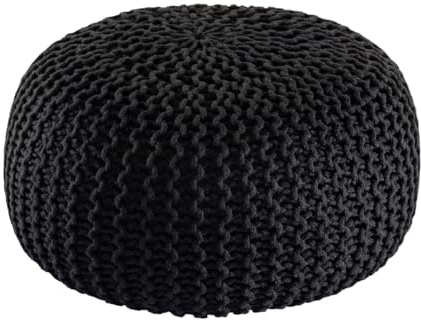 Amago home Pouf Outdoor ø 55 o. 45cm Bodenkissen Sitzpouf Hocker wetterfest pflegeleicht & nachhaltig Größe ø 55 cm, Farbe anthrazit - Anthracite